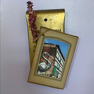 Vintage repurposed cheese grater turned  Gold Wall Mount with picture accent